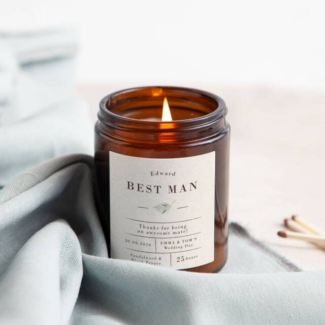 Personalised Groomsman Candle Gift Soy Wax Apothecary Jar - image 1