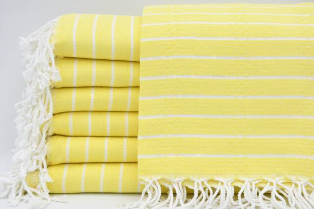 "Turkish Peshtemal, Turkish Bath Towel, Beach Towel, Bright Yellow Towel, Bohemian Towel, Turkish Towel, Sauna Towel, Soft Towel, 37""x70" - image 1