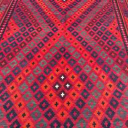 9.6x14.2 Ft, Hand Knotted Afghan Flatweave Square Rug, Dining Table Decorative Unique Wool Rug - thumbnail 3