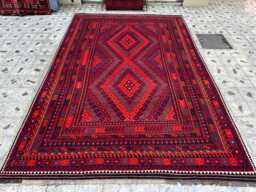 9.6x14.2 Ft, Hand Knotted Afghan Flatweave Square Rug, Dining Table Decorative Unique Wool Rug
