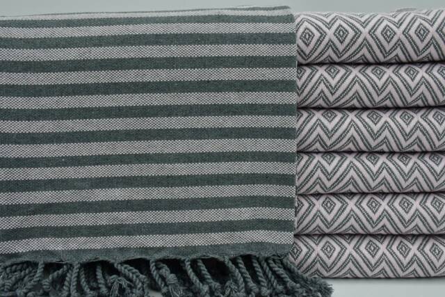 "Lilac & Dark Gray Towel, Diamond Towel, Turkish Peshtemal, Turkish Towel, 40""x70" - image 1