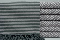 "Lilac & Dark Gray Towel, Diamond Towel, Turkish Peshtemal, Turkish Towel, 40""x70"