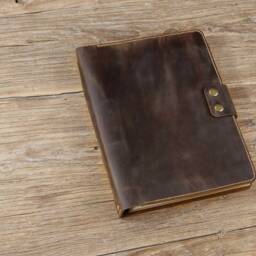 Vintage A4 Leather Portfolio Case Binder 4 Ring , Personalized Organiser Folder With Pockets Business Padfolio - Na405Bc - thumbnail 2