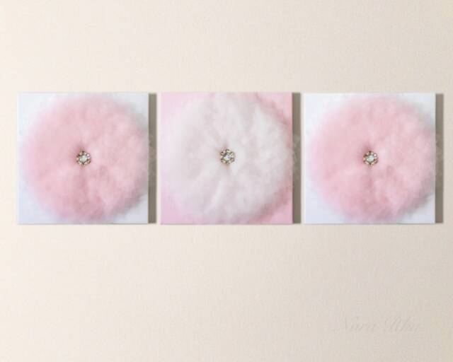 Set Of 3 Large Flower Wall Hanging - 3D Floral Decor Nursery & Kids Room Accent Boho Blossom Art Baby Shower Gift - image 1