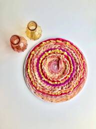 Raspberry Lemonade 12-Inch Round Woven Wall Hanging - thumbnail 1