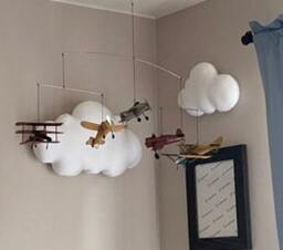 White Soft Cloud Wall Hanging, Nursery Decor, Set 3 Cloud , Sky Nursery Decor, Baby Shower - thumbnail 2