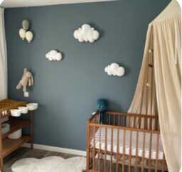 White Soft Cloud Wall Hanging, Nursery Decor, Set 3 Cloud , Sky Nursery Decor, Baby Shower - thumbnail 1