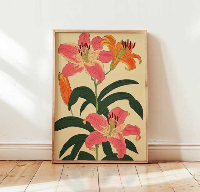 Tiger Lily Poster, Botanical Flower Print, Floral Wall Art - image 1