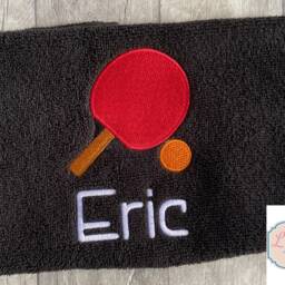 Personalized Table Tennis Towel, Embroidered Paddle & Ball, Sports Gift - thumbnail 2
