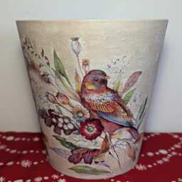 Plant Pot, Ceramic Pot, Flower Pot, Garden Pot, Outdoor Pot, Indoor Pot, Plant Planter, Gift, Decoupage, Pot & Saucer, Garden Decoration, Planter - thumbnail 2