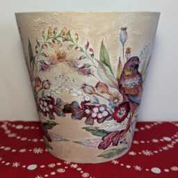 Plant Pot, Ceramic Pot, Flower Pot, Garden Pot, Outdoor Pot, Indoor Pot, Plant Planter, Gift, Decoupage, Pot & Saucer, Garden Decoration, Planter - thumbnail 3