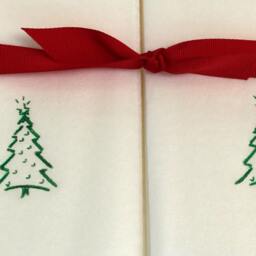 Embossed Christmas Tree Linen Guest Towels With Ribbon - thumbnail 2