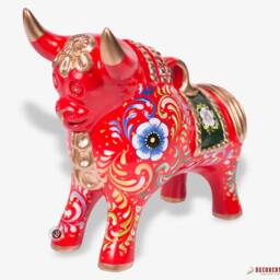 "Hand Painted Red Ceramic Pucara Bull 8.5""H/7.8" - thumbnail 3