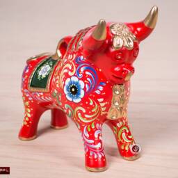 "Hand Painted Red Ceramic Pucara Bull 8.5""H/7.8" - thumbnail 2