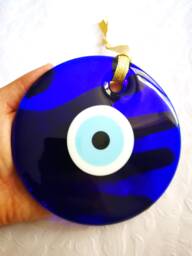 5.90 Inch Diameter Large Glass Evil Eye Wall Hanging-Glass Greek Eye-Turkish Nazar Boncuk-Blue - Big Decor - thumbnail 1