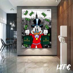 Rolex Duck - Canvas Alec Monopoly Inspired - Wall Decor- Motivation Money Pop Art Large Canvas- Street Dom Perignon - thumbnail 1