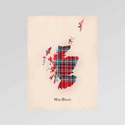 Clan Macbean Scottish Tartan Map - Of Scotland Family Wall Decor, Ready To Hang - thumbnail 2
