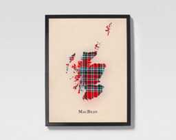 Clan Macbean Scottish Tartan Map - Of Scotland Family Wall Decor, Ready To Hang - thumbnail 1