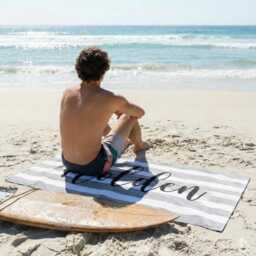 Personalized Stripe Beach Towel Custom Name Bath & Pool Towel - thumbnail 3