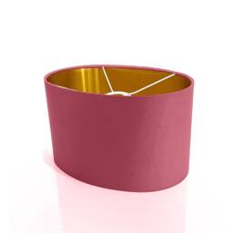 New Luxury High Quality Raspberry Pink 39 Cotton Fabric Lamp Shade Oval Shape Oval Metallic Lining - thumbnail 2