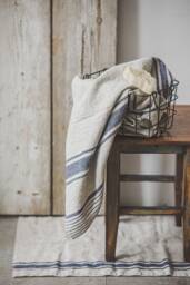 French Style Linen Bath Mat, Thick Bathroom Double-Layered Rug, Natural Shower Farmhouse Mat