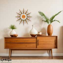 Teak Starburst Clock Mid Century Modern Wall Decor, 21 - thumbnail 2