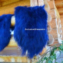 Blue Icelandic Dyed Genuine Sheepskin Lambskin Sheep Skin Rug Pelt Long Wool Soft Throw, Schaffell, Hygge - thumbnail 2