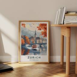 Zurich Travel Poster - Balcony Print Lake - thumbnail 3