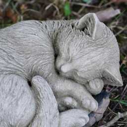 Large Sleeping Cat Stone Statue Outdoor Garden Ornament Kitten Animal Pet Sculpture - thumbnail 2