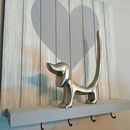 Rustic Shabby Chic Heart Wall Art Grey Wooden Home Decor Shelf Key Hook - thumbnail 3