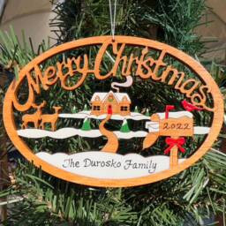 Personalized Home Merry Christmas Ornament-Wood, Laser Cut, Hand Painted - thumbnail 2