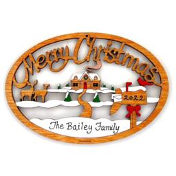 Personalized Home Merry Christmas Ornament-Wood, Laser Cut, Hand Painted - thumbnail 3
