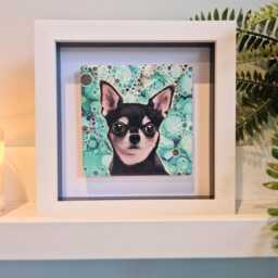 Chihuahua Dog Framed Ceramic Wall Art Mini Home Decor