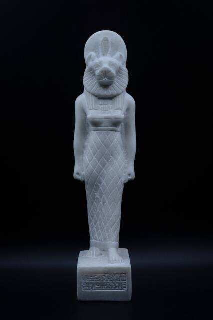 Egyptian Statue Of Goddess Sekhmet Marble White Sculpture Stone Heavy Made in Egypt - image 1