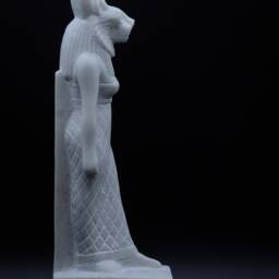 Egyptian Statue Of Goddess Sekhmet Marble White Sculpture Stone Heavy Made in Egypt - thumbnail 3