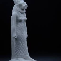 Egyptian Statue Of Goddess Sekhmet Marble White Sculpture Stone Heavy Made in Egypt - thumbnail 2