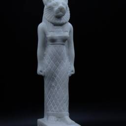 Egyptian Statue Of Goddess Sekhmet Marble White Sculpture Stone Heavy Made in Egypt - thumbnail 4