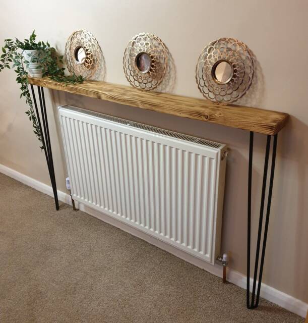 Rustic Radiator Cover With Hairpin Legs - Shelf - image 1