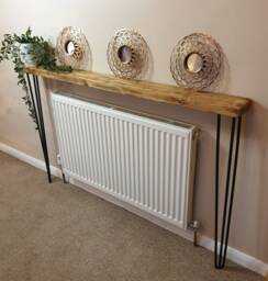 Rustic Radiator Cover With Hairpin Legs - Shelf - thumbnail 1