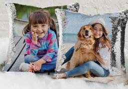 Personalized Sequin Decorative Pillowcase - Pet Photo Pillow Throw Dog Cat - thumbnail 1