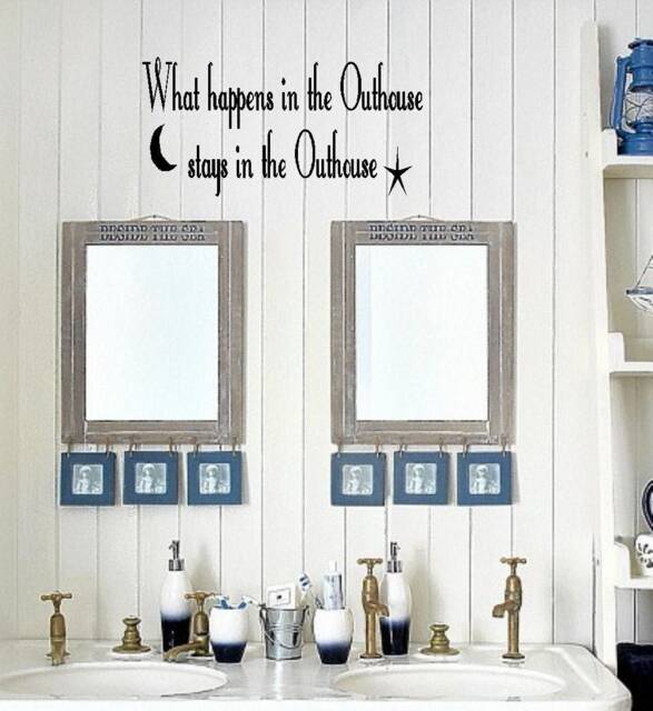 Outhouse/Bathroom Vinyl Wall Decor Lettering Sticky Art Funny - image 1