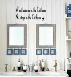 Outhouse/Bathroom Vinyl Wall Decor Lettering Sticky Art Funny - thumbnail 1
