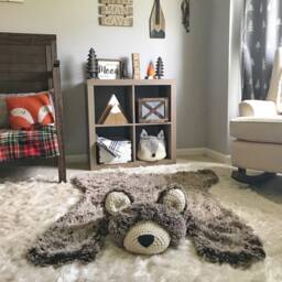 Brown Bear Rug in Faux Fur For Woodland Animal Nursery - thumbnail 2