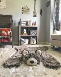 Brown Bear Rug in Faux Fur For Woodland Animal Nursery - thumbnail 1