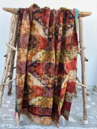 Reversible Cotton Kantha Quilt Vintage Handmade Bed Cover With Traditional Indian Stitching For All Seasons