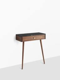 Handmade Walnut Console Table With Marble Top, Mid Century Modern