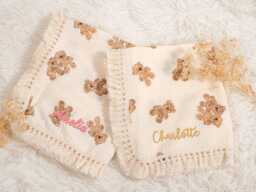 Personalized Embroidered Teddy Bear Baby Blanket Soft Cotton Christening Gift - thumbnail 1