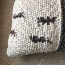 Handmade Patchwork Alpaca Wool Pillow Cover Knitted Farmhouse Cushion - 23.5x23.5 - thumbnail 4