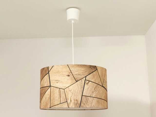 Lampshade Or Pendant Light With A Geometric Pattern in Oak Wood Parquet, Ideal Gift For Christmas, Birthdays, Children's Room, Baby Industrial Loft - image 1