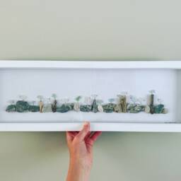 Cornish Sea Glass Birds On Pebbles & Driftwood Framed Panoramic Picture Coastal Wall Art Handmade in Cornwall - thumbnail 3
